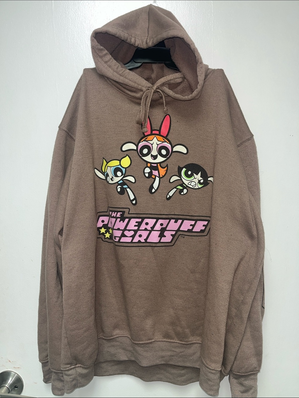 Cartoon Network Brown Powerpuff Girls Hoodie with Pink Logo